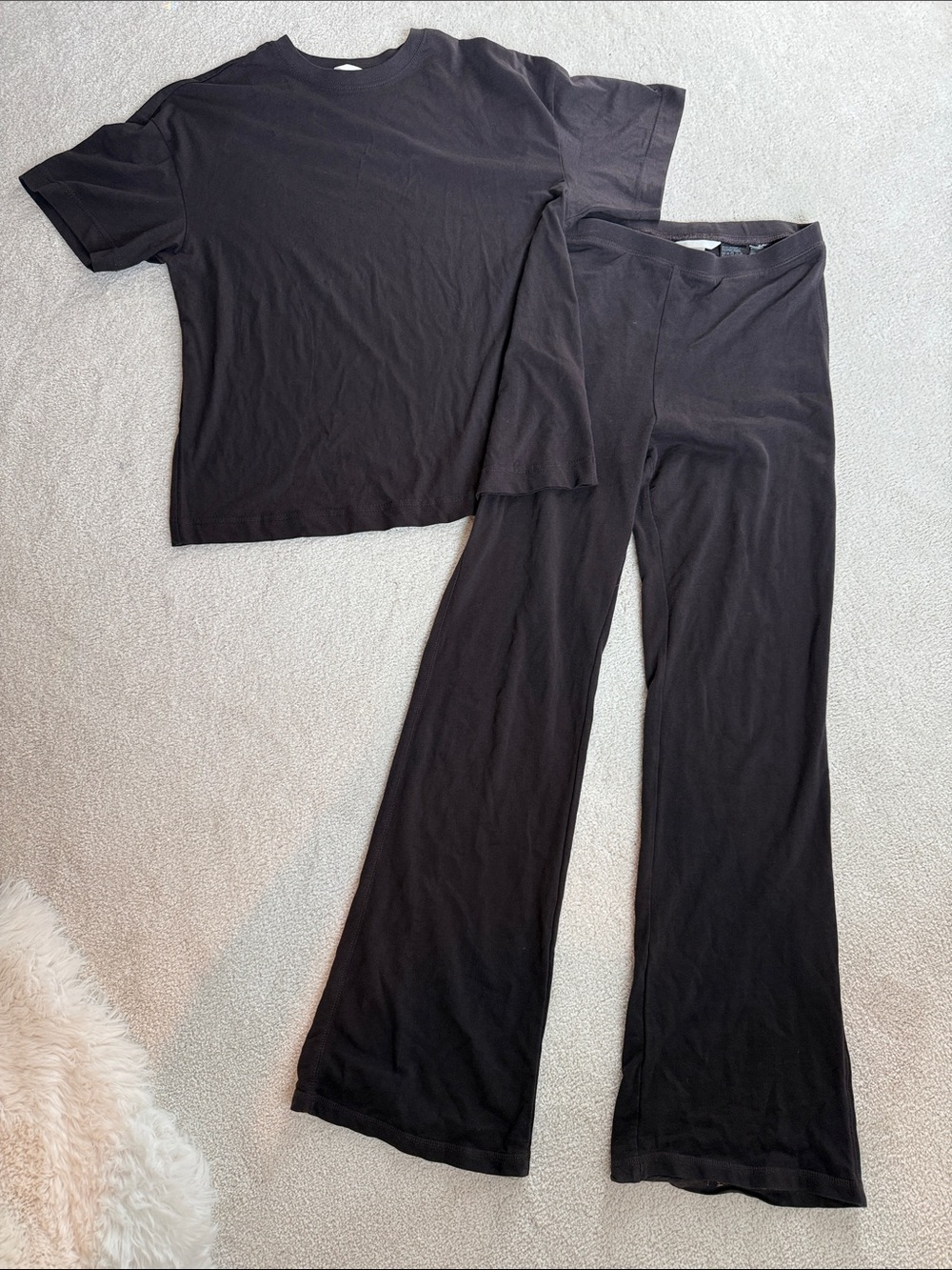 H&M Cappuccino Bean Brown Wide Leg Pants Set